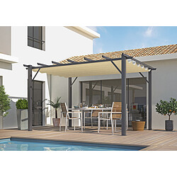 HABRITA Pergola Aluminium avec poteaux 100x100 mm 7 lambourdes avec toile d'ombrage