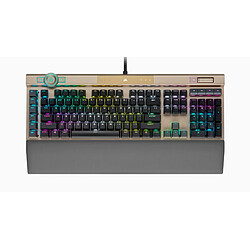 CORSAIR Gaming K100 RGB Clavier Gamer - Rétro-éclairage RGB - Switches Commutateur Corsair OPX -  AZERTY - Connexion filaire USB - Noir