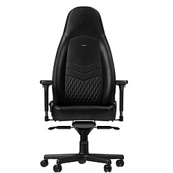 Noblechairs ICON - Vrai Cuir - Noir Chaise gamer cuir véritable haut de gamme - dossier inclinable 135° - accoudoirs 4D - 150 kg max - pied aluminium 5 branches