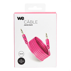 WE Câble Auxiliaire Audio Jack/Jack 3,5mm Mâle Mâle Plat 1m50 - très résistant - Compatible avec les casques Beats, iPhone iPad iPod Casque HiFi Autoradio Smartphone Tablette MP3 - Fuschia