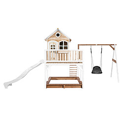 Axi House Liam Maisonnette, avec balançoire Nid ovale ''Roxy'' Brun/blanc - avec toboggan blanc