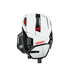 Mad Catz R.A.T. 8+ blanc - Filaire Souris gamer - Filaire - Rétro-éclairage rouge - Capteur optique Pixart PMW3389 - Jusqu'à 16 000 DPI - 11 boutons - Droitier - Blanc