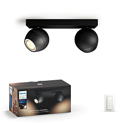 Philips Hue White Ambiance BUCKRAM Spot barre tube 2x5.5W - Noir (télécommande incluse)