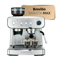 BREVILLE Barista Max - VCF126X-01 Machine expresso broyeur - Capacité XL (250 g) - Capacité du réservoir d'eau 2,80 L - Tasseur intégré pour une expérience de barista unique