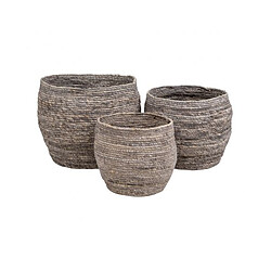 House Nordic Set de 3 paniers ronds en Feuille de Maïs Gris TIVOLI