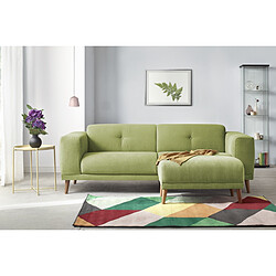 Bobochic LUNA - 4 places - Canapé avec pouf - Fixe - Vert Clair Canape 3 places LUNA avec pouf - VERT CLAIR - 93cm x 77cm x 225cm