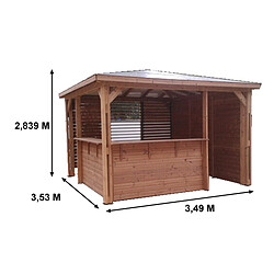 HABRITA Pool house BLUETERM bois traité très haute température avec poteaux 14 x 12 cm pas cher