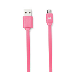 WE Câble Micro USB Plat 1m réversible - Connecteur Ultra Résistant - Charge Rapide pour Samsung Huawei Nexus Sony - Rose