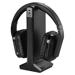 Thomson Casque TV sans fil WHP5327 - Noir Casque TV circum-aural - Station de charge intégrée - Jusqu'à 8 heures d'autonomie - Portée jusqu'à 20 m