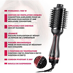 YOGHI AIR PRO2 Brosse soufflante - 1200W - 3 positions de température - Poignée ergonomique -Applicable cheveux secs et humides-Noir