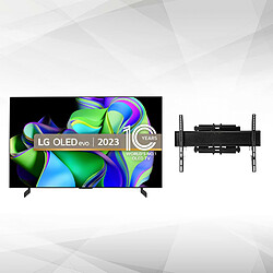 LG TV OLED 4K 55" 139 cm - OLED55C3 evo C3 - 2023 + Montage TV Mural mouvement intégral - Noir Écran 55" 4K - Dalle VA 100Hz - WiFi - Bluetooth - HDR 10+ - Processeur a9 Gen6 AI 4K - LG ThinQ - Dolby Vision/Atmos - G-Sync/FreeSync - Model EU + Ecran pris en charge 37-80 pouces