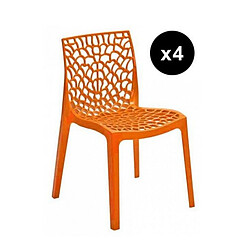 3S. x Home Lot De 4 Chaises Design Orange GRUYER