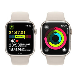 Apple Watch Series 9 GPS + Cellular 45 mm avec boîtier en aluminium Stellaire et bracelet sport Stellaire M/L pas cher