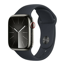 Apple Watch Series 9 GPS + Cellular, boîtier en acier inoxydable graphite de 41 mm, bracelet sport minuit S/M