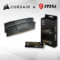 Corsair VENGEANCE - 2x16Go  - DDR5 5600 Mhz - CAS 36 - Noir + Disque SSD - SPATIUM M461 PCIe 4.0 NVMe M.2 1TB Mémoire PC - 32 Go - 2 barrettes de RAM DDR5 - Cas 36 - (PC5-44800) - Noir + SSD Interne -  SPATIUM M461 PCIe 4.0 NVMe M.2 - 3200 Mo/s