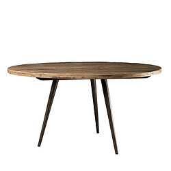 MACABANE Table basse ronde 75cm bois de Teck recyclé et métal - SIANA La table basse ronde 75cm bois de Teck recycl&eacute; et m&eacute;tal - SIANAt est en teck recycl&eacute; et ses pieds sont en m&eacute;tal.