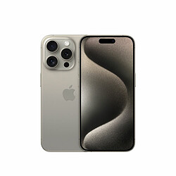 Apple iPhone 15 Pro - 5G - 8/256 Go - Natural Titanium Écran Ceramic Shield Super Retina XDR de 6,1" - 5G - Puce A17 Pro - Système photo pro - Compatible accessoires MagSafe - iOS 17