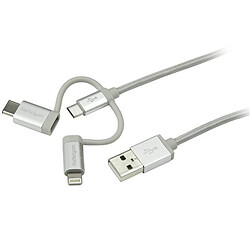 StarTech.com Câble multi chargeur USB 1 m - Lightning USB-C Micro-B
