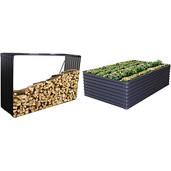 Habitat Et Jardin Abri bûches/Carre potager - 2,75m² - 110 x 180 x 52 cm - Gris 