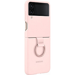 Coque en silicone avec anneau pour Samsung Galaxy Z Flip 4 Rose