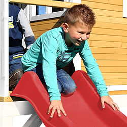 Acheter AXI Maison enfant sur pilotis ROMY Brun Blanc avec toboggan Rouge et bac à sable