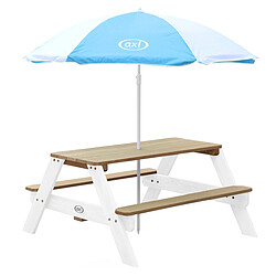 Axi Nick Table Picnic marron/blanc - avec Parasol bleu/ blanc Nick Table Picnic avec Parasol bleu/ blanc- A031.003.01