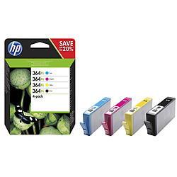 HP N°364 - Pack de 4 cartouches - Noir, Cyan, Magenta, Jaune - XL