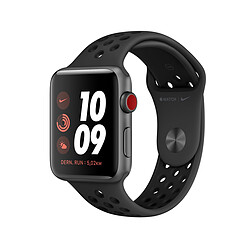 Apple Watch 3 Nike - 42 - Cellular - Alu gris / Bracelet Sport Anthracite/Noir Montre Connectée Apple Watch Series 3 Nike - Boitier en aluminium gris sidéral - GPS + Cellular - watchOS 6 - 16 Go - Ecran Retina OLED- MTH42ZD/A