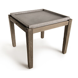 Avis MACABANE Table basse carrée Plateau en béton 53x53cm pieds en Acacia