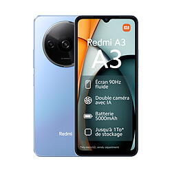 Xiaomi Redmi A3 - 4G - 4/128 - Bleu Smartphone 6,71" - 90 Hz - 4G - Double caméra 8MP avec IA - Batterie longue durée 5000 mAh