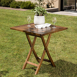 MACABANE Table de jardin HANNA 2 personnes - carrée pliante 70 x 70 cm en bois teck huilé