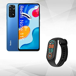 Redmi Note 11S - 4/128 Go - Twilight Blue + Montre Connectée Homme Xiaomi Mi Smart Band 7 MIBAND7N - Bracelet Silicone Noir Smartphone 6,43'' AMOLED FHD+ 90Hz - 4G - MediaTek Helio G96 - RAM 6Go - Stockage 128Go - Batterie 5000mAh - 108Mpx + Montre intelligente Xiaomi Mi Band 7 AMOLED BHR6006EU noir