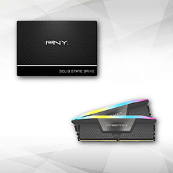 PNY SSD CS900 SATA 2'5 2TB + Vengeance RGB DDR5 32 Go (2 x 16 Go) 6400 MHz CL32