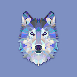 DECLIKTABLEAU Tableau Animal Design Blue Wolf 50x50 