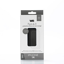 WE PACK 3 verres trempés IPHONE 14 : 3 Protections d'écran - anti-rayures - anti-bulles d'air - ultra-résistant - dureté 9H Glass