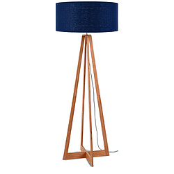 Good&Mojo Lampadaire Abat-jour Bleu Jean en Bois EVEREST