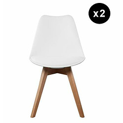 3S. x Home Lot de 2 chaises scandinaves coque rembourée - blanc