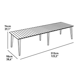 Allibert Table de jardin rectangulaire Lima extensible - Graphite.