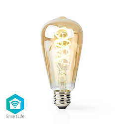 NEDIS Ampoule à Filament LED Blanc Chaud à Blanc Froid Wi-Fi - Torsadée - E27 - ST64 - 5,5 W - 350 lm Ampoule connectée E27 - Tosadée - Dimmable - Compatible Google Assistant et Amazon Alexa