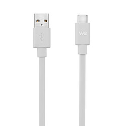 WE Câble Plat USB-C vers USB 1m pour Samsung S8/S9/S10, MacBook Pro, Google Pixel/Chromebook, Huawei P20/P30 Xiaomi - Blanc