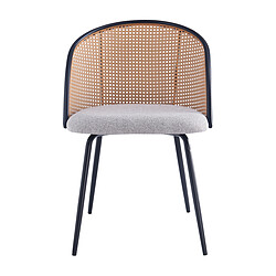 3S. x Home Nordlys - Lot de 2 Chaises de Salle a Manger Industrielles Metal Cannage Rotin gris pas cher