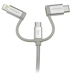 StarTech.com Câble multi chargeur USB 1 m - Lightning USB-C Micro-B pas cher