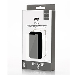 WE PACK verre trempé et coque de protection transparente IPHONE 13: 1 Verre trempé dureté 9H Glass + 1 Coque de protection TPU Transparent