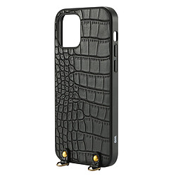 We Coque de Protection Avec Tour de Cou pour Smartphone Apple iPhone 12 Design Effet Croco – Semi-Rigide Noir: