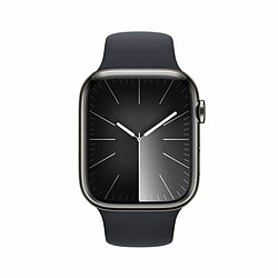 Apple Watch Series 9 GPS + Cellular, boîtier en acier inoxydable graphite de 45 mm, bracelet sport minuit M/L