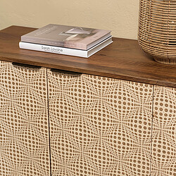 MACABANE Buffet à motifs éthniques en bois de manguier, 4 portes pas cher