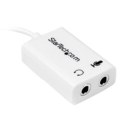 StarTech.com Adaptateur pour casque avec prises pour écouteur et microphone séparées - Mini-Jack 3,5mm 1x (M) 2x (F) - Blanc