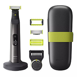 Philips Tondeuse homme OneBlade QP6650/61 Rasoir électrique Visage + Corps - Rechargeable - Autonomie 120 min - Sabot 14 hauteurs de coupe (0,4 à 10 mm) - Système de rasage - Système de coupe - Système de protection clipsable pour zones sensibles