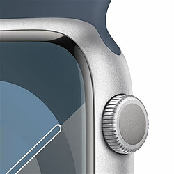 Avis Apple Watch Series 9 GPS 45 mm Boîtier en aluminium argenté avec bracelet sport Bleu tempête M/L