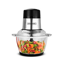 Kitchencook Mini Hachoir électrique Mixpod2000 - 2L - Noir Puissance 300W - 2 vitesses - Bol 2 L - Lame acier - 4 accessoires - Idéal pour hacher/mixer les légumes ou la viandeydableEntièrement démontable pour un nettoyage facile Bol mélangeur en verre avec graduation  - Corps I